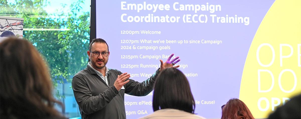 Eric Billingsley, United Way's President and CEO, presents at an ECC training.