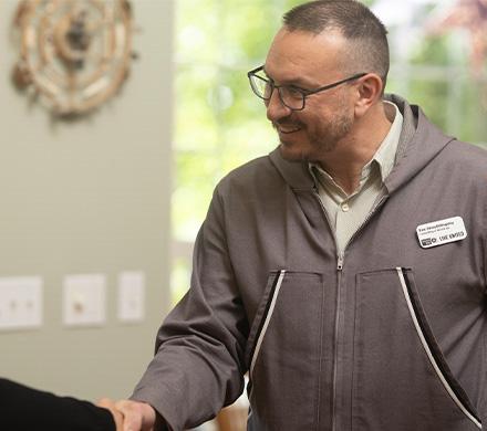 Eric Billingsley, United Way's President and CEO, greet one of our supporters.