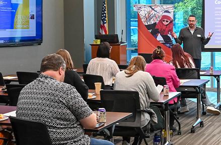 Eric Billingsley, United Way's President and CEO, presents at an ECC training.