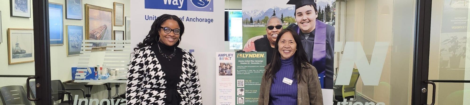 Lynden Employee Campaign Coordinator stands with United Way Resource Development lead Vanessa