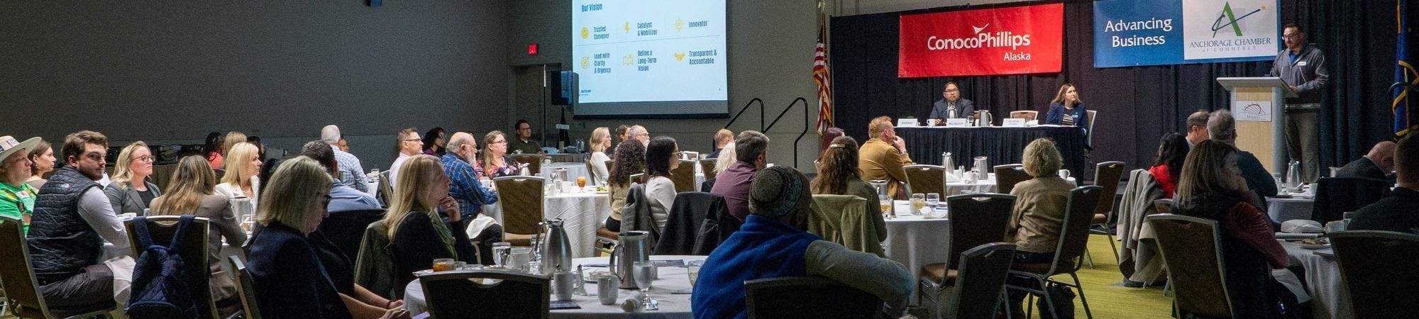 "Make It Monday" forum attendees listen to our President and CEO, Eric Billingsley, present on August 25, 2025.