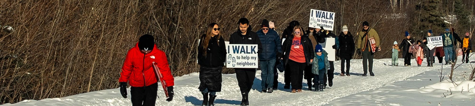 2026 Walk for Warmth participants take our message to the Anchorage trails.
