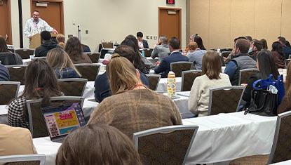 Eric Billingsley presents at a session of the 2026 Anchorage Chamber Young Professionals' Summit.